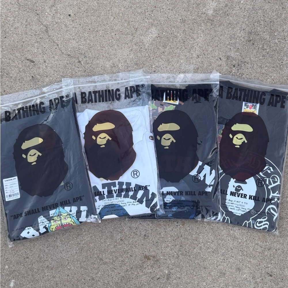 Bape Ape Head T-Shirt Collection in Black, White, and Gray